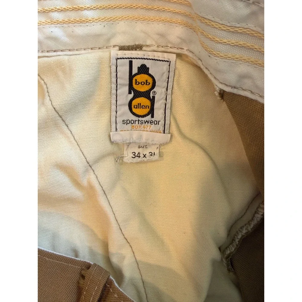 Bob Allen Sportswear Vintage Hunting Pants Tan Canvas Double Knee Mens 34x31